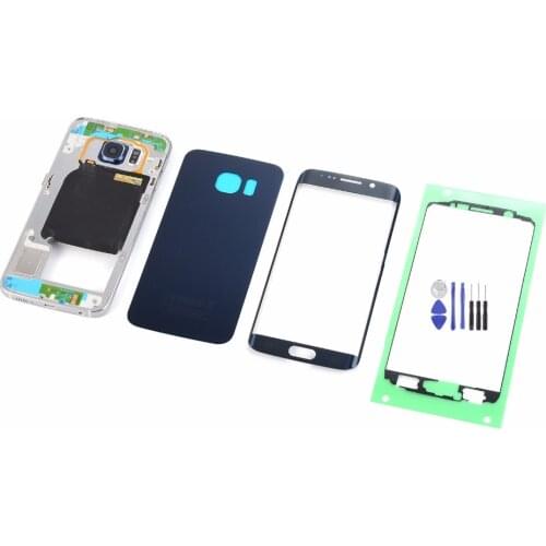 For Samsung Galaxy S6 Edge SM-G925 Housing Metal Middle Frame+Battery Glass Back Cover+LCD Touch Screen Panel Glass+Tools