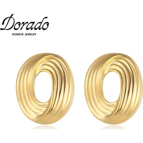 Dorado Statement Bijoux High Quality Hollow Out Round Stud Earrings For Women Gold Color Metal Accessories Party Gifts Brincos
