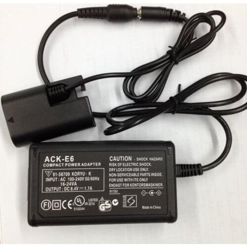ForACKE6 ACK-E6 ACK E6 AC Power Adapter LP-E6 LPE6 dummy battery for Canon EOS 60D 6D 7D 5D Mark II III 5D2 5D3 camera