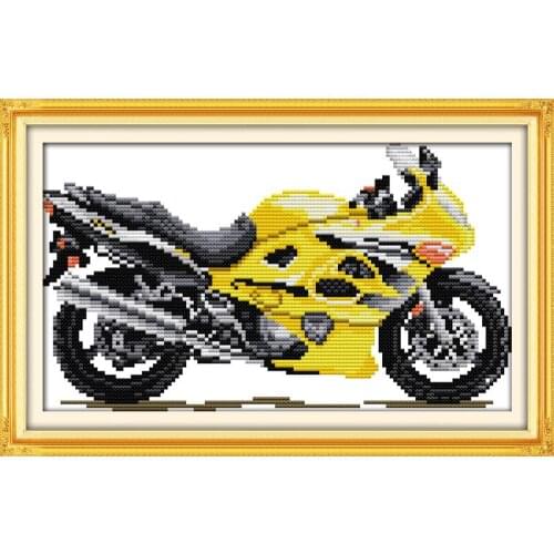 Joy Sunday Motorcycle Counted Cross Stitch Kits11&14CT DIY Cross Stitch Embroidery Needlework for Home Decor Handmade Gift