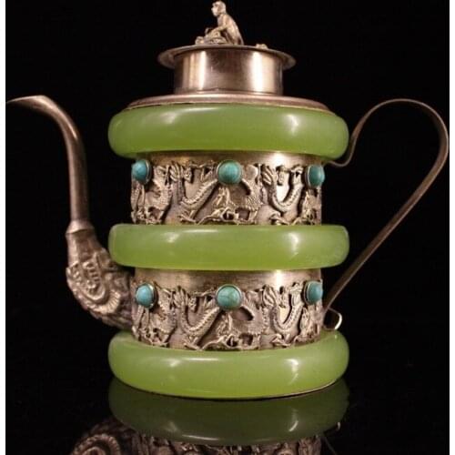 Pure hand inlaid gem wine pot, Exquisite handicraft decorations