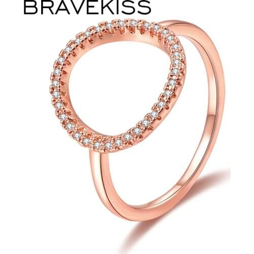 BRAEVKISS Crystal Trendy Ring Enhancer for Women Round Circle CZ Stone Rings Guard Wedding Band 2019 Fashion Jewelry BUR0455