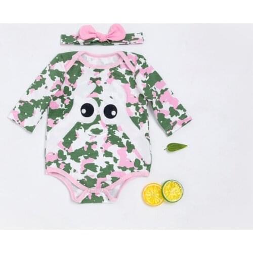 20-22 inch DOLLMAI reborn baby girl dolls clothes fashion camouflage pattern romper suit dolls accessories kids birthday gifts