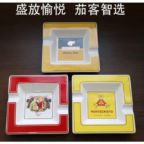 Square Cigar Ashtray Luxury Bone China Ceramic COHIBA Monte Romeo Cigar Ashtray For Home/Office/Hotel/Tea Cafe/wedding party