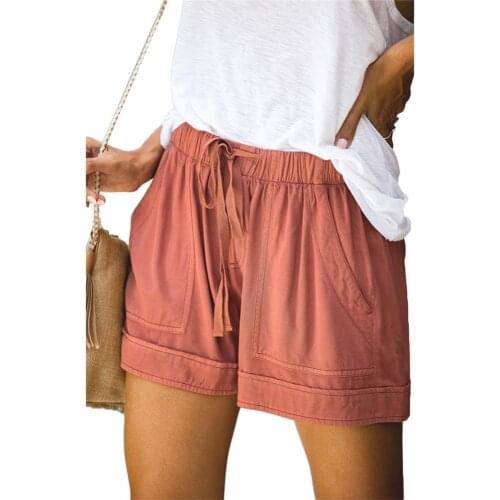 Summer Shorts Office Lady Casual Solid Color High Waist Female Shorts Drawstring Multi Pockets Minipants Plus Size Women Shorts