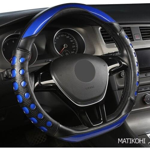 MATIKOHI Carbon Fiber Leather Car Steering Wheel Cover For Lincoln navigator MKZ MKC MKX Nautilus Logs Continental