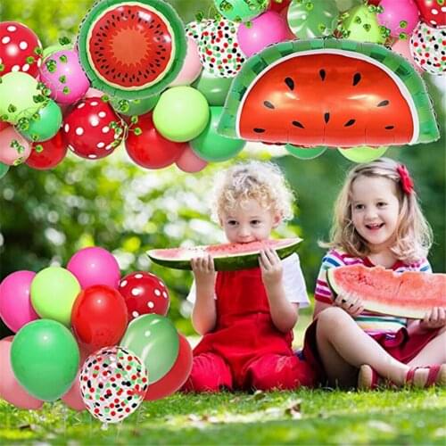 Watermelon Balloon Chain Set Birthday Background Layout Birthdays Baloon Hawaiian Birthday Party Decorations Balloon Set