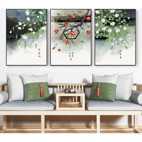 3Pcs Wall Art Poster New Chinese Style Simple Picture Abstract Mountain Landscape Canvas Painting for Living Room Home