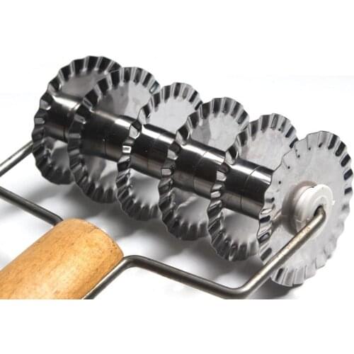 Stainless Steel+Wooden Pull Net Wheel Knife Pizza Pastry Lattice Roller Cutter Pizza Pastry Lattice Roller Cutter Craft