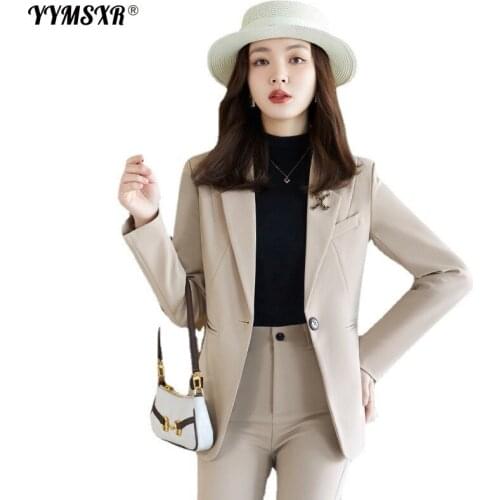 Autumn and Winter Womens Professional Suit Pants Two-piece High-quality Interview Sales Work Clothes Temperament Female Blazer