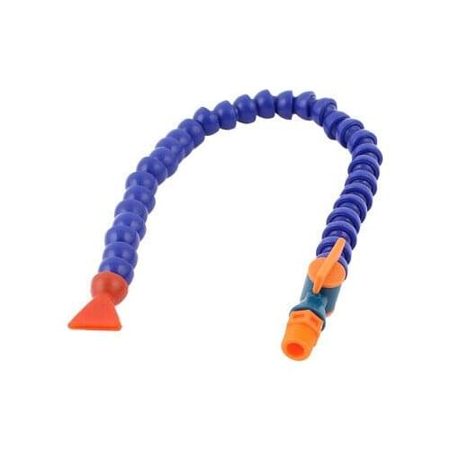 Plastic 1/4BSP Male Thread Flexible Water Oil Coolant Pipe Hose Blue 40CM Long