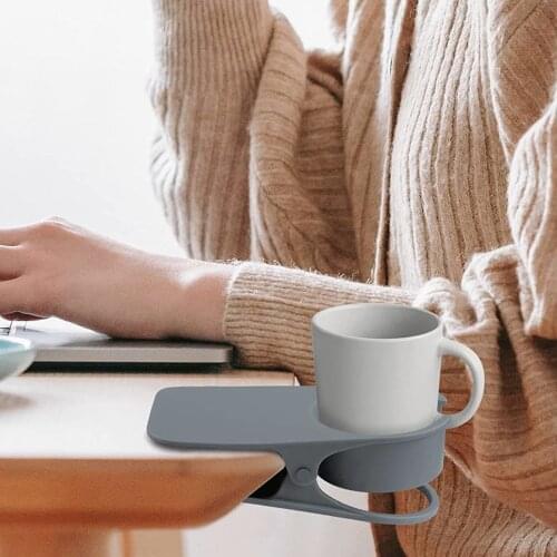 Water Cup Holder Table Side Plastic Shelf Office Desktop Computer Desk Coffee Drink Fixed Cups Holder Creative Desk Storage Clip