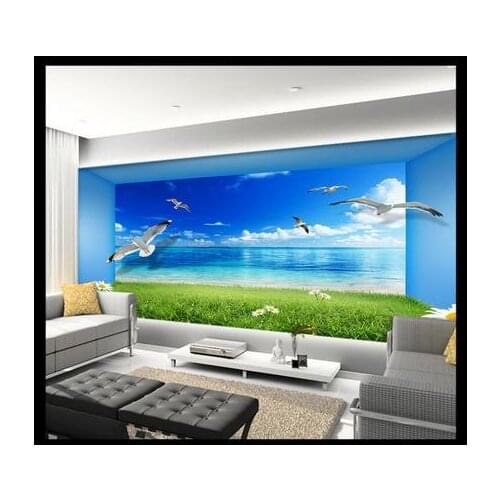 Custom photo wallpaper 3d murals TV setting wall is beautiful sea view 3 d space wallpaper for living room decoration