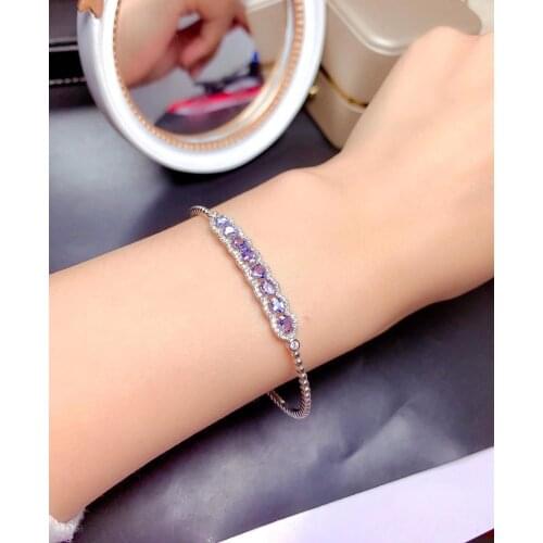 Simple gemstone, multi style and natural natural Tanzania bracelet can adjust 925 silver