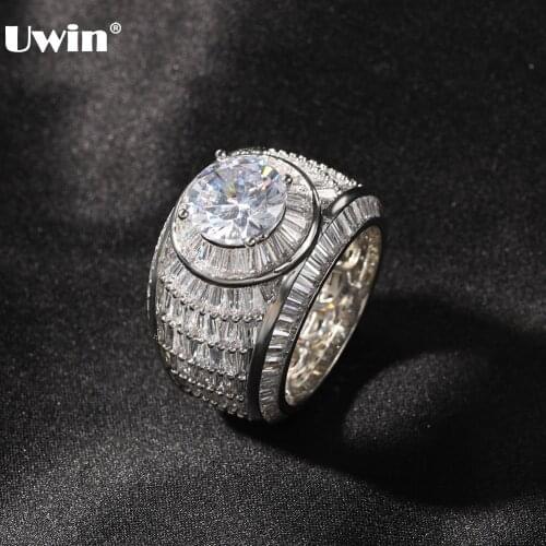 UWIN Baguette Rings with Crystal AAA Iced Out Bling Cubic Zirconia Rings for Men Women Fashion Jewelry For Drop Shipping