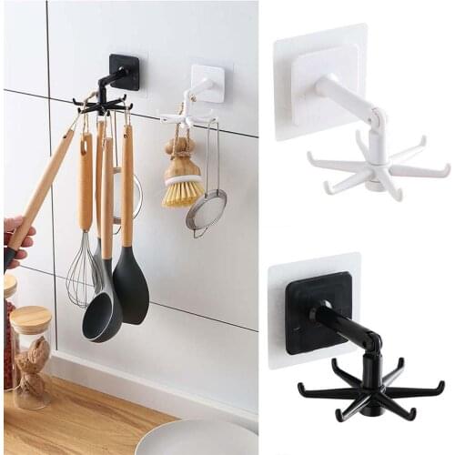 Rotating Hooks Foldable 360 Degree Rotatable Storage Rack Hanger Kitchen Bathroom Wall Mounted Hooks Organizer Home Accessories
