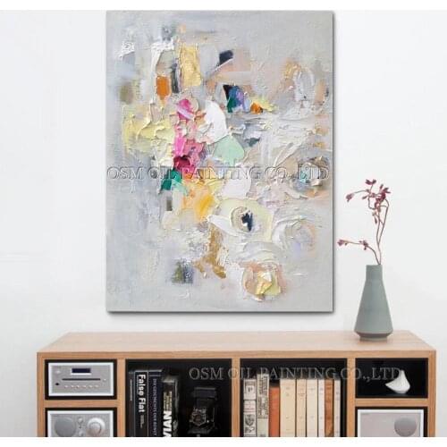 Handmade high quality thick knife abstract oil painting Silver and White abstract on Canvas Painting Decor Oil Painting artwork