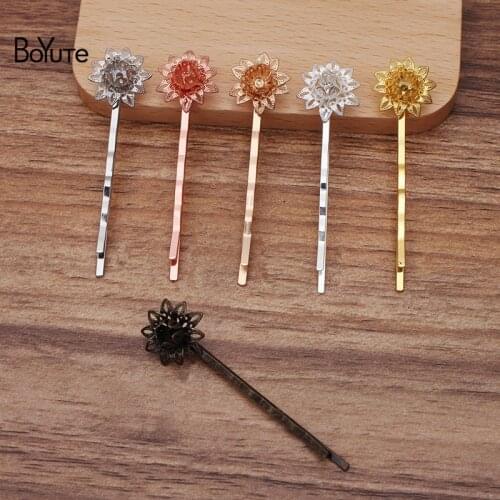 BoYuTe Custom Made (200 Pieces/Lot) 16MM Filigree Lotus Hairpins Vintage Style Hair Clip Diy Accessories