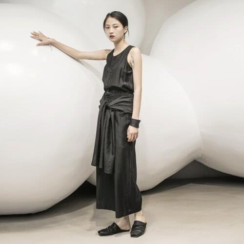 Dark style multiple wearing methods thin sleeveless Jumpsuit women 0805-14