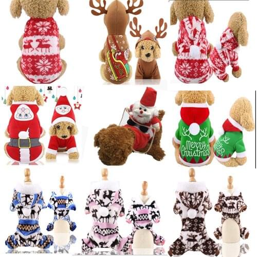 Autumn and Winter Pet Dog Christmas Clothes Winter Pet Small Dog Fleece Coats Puppy Cat Sweaters Shirts Dog Cotton Jacket
