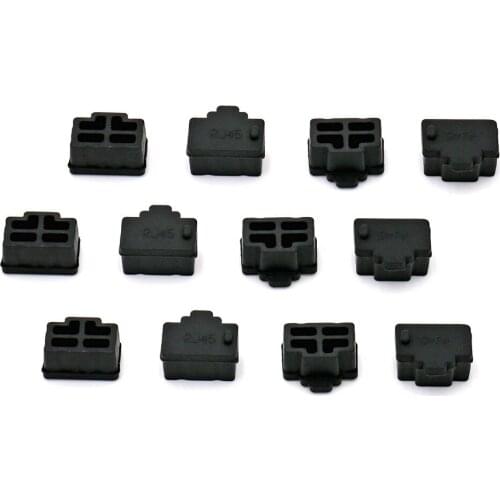 100 Pcs Black Ethernet Hub Port RJ45 Anti Dust Cover Cap Protector Plug