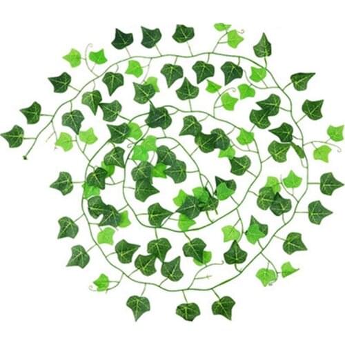 100Pcs Leaf 1 Piece 2.4M Home Decor Artificial Ivy Leaf Vine Fake Foliage Flowers Creeper Green Ivy Wreath,12 Pack