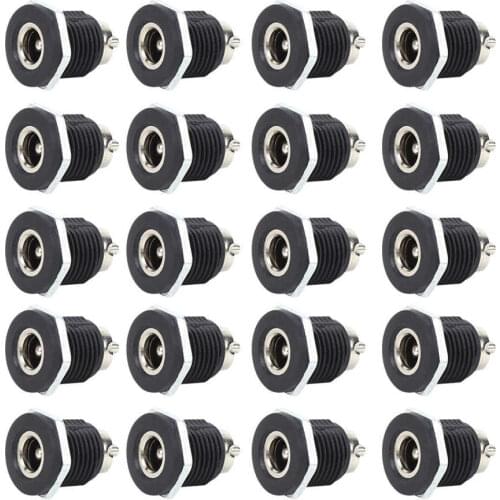 20Pcs Power Supply Female Jack Socket Panel Mount Plug Connector DC-022D 5A Electrical Supplies Power Supply Socket