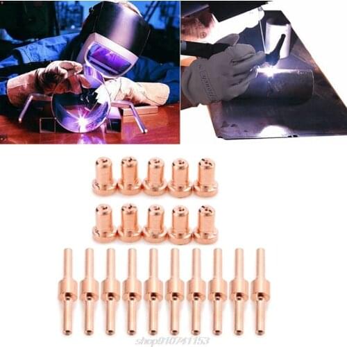 20pcs Red Copper Extended Long Plasma Cutter Tip Electrodes&Nozzles Kit Mayitr Consumable For PT31 A14 21 Dropshipping