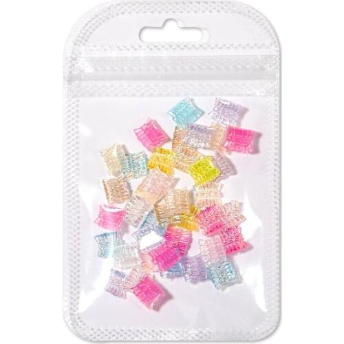 30Pcs/Pack Aurora Nail 3D Charms Resin Rhinestones Skirt Bow Tie Nail Resin Gem Stones For Polish Decoration Holographic Tips