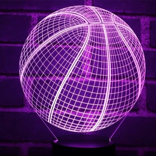 3D LED Night Lights Motion Basketball with 7 Colors Light for Home Decoration Lamp Amazing Visualization Optical Illusion