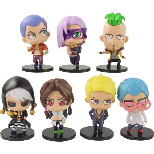 7pcs/set 8cm JoJos Bizarre Adventure Q Version Figure Toys PVC Model Decoration Dolls