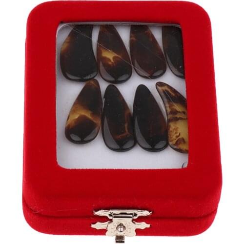 8 Pieces Gu Zheng Nails Zither Koto Finger Picks with Storage Case Portable String Instrument Parts