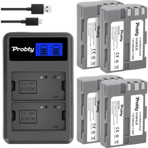 EN-EL3e Battery + LCD Charger for Nikon D50 D70 D80 D90 D100 D200 D300S D700