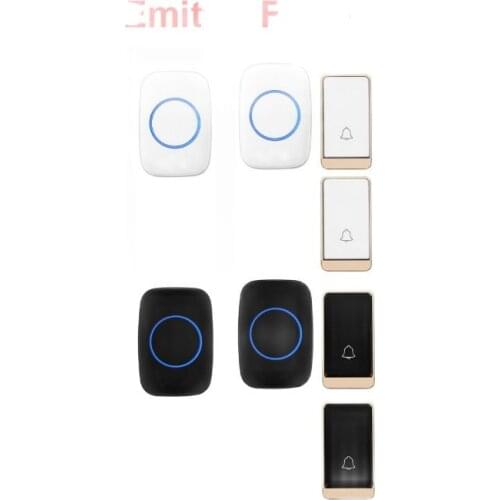HOT wireless door bell set 2 push 2 rings free of battery wireless doorbell ip44 200M work door chime door ring 110-240V