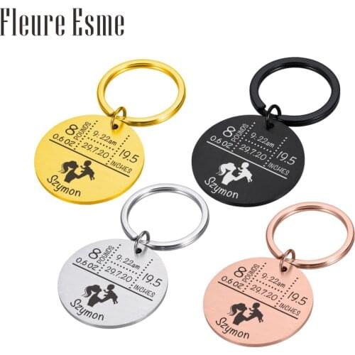 Personalized Baby Key Chain Gift New Born Baby Souvenir Jewelry Baby Birthday Gift For Car Keys First Mothers Fathers Day Gift