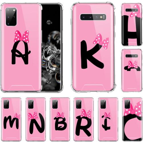 Phone Case for Samsung Galaxy S20 FE S10 S8 S9 Plus S10e Note 10 Lite 9 20 Ultra Airbag Soft Cover Cute Bow Letter