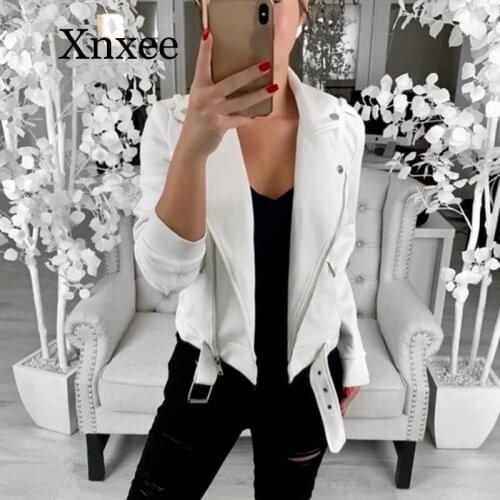 Black short coat faux leather Women Autumn Winter Suede Faux Leather Jackets Lady Fashion Matte Motorcycle Coat Biker Outwear