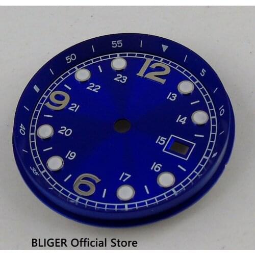 Fit for ETA 2824 2836 MIYOTA 8215 8205 Movement Watch Face 33MM Blue Sterile Dial Date Window Luminous Marks Watch Dial