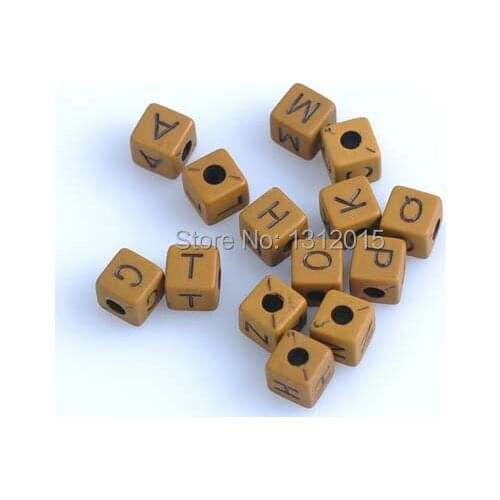 Cube Acrylic Charm Letter DIY Spacer Beads Brown Color 6x6mm 200Pcs Wholesale! Free Shipping YKL0191X