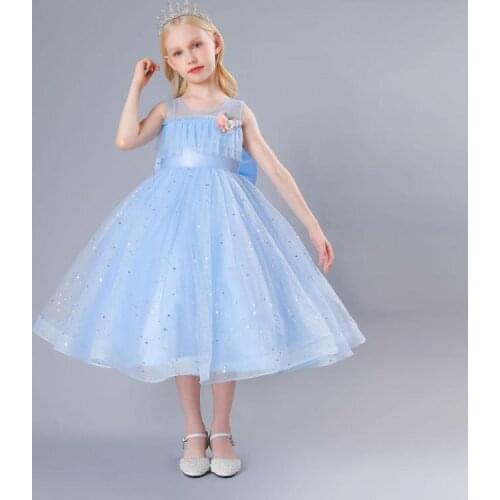 Flower Girl Star Dress Children Bridemaid Wedding Dresses For Kids Pink Tulle Gowns Girls Boutique Party Wear Elegant Frocks