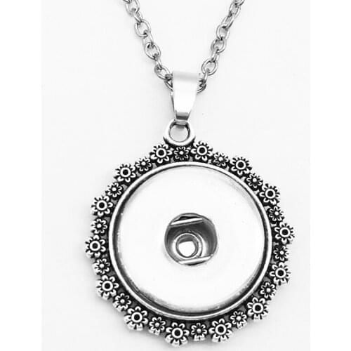 Flower snap button pendant Necklace NX6378 (fit 18mm 20mm snaps)