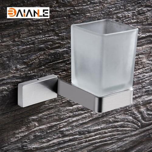 Cup & Tumbler Holders Stainless Steel Brushed Cup Holder glass cups Bathroom Accessories Single Toothbrush Tooth holder