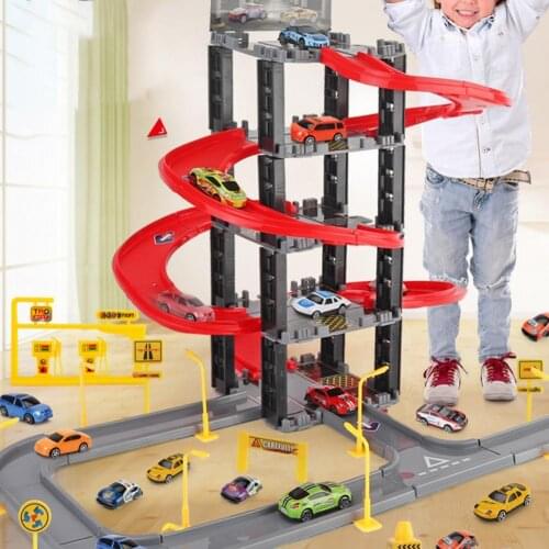 Children DIY Car Toy Multi-layer Parent-child Interaction Plastic Assembled Vehicle Track for Kids Parking lot Toy