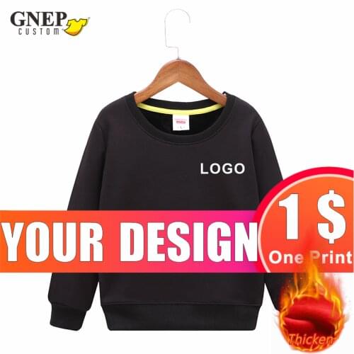 GNEP Childrens Crew Neck Sweatshirt Custom Logo Fashion Plus Velvet Thick Kids Sweater Print Pattern Casual Parent-child Jacket