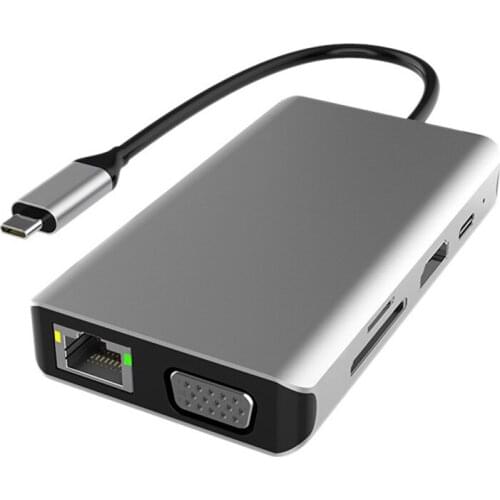 10 In 1 Docking Station,HUB Computer Accessories HUB Adapter 4K@30Hz 3USB 3.5Mm Audio SD/TF Card Adapter For Laptop PC