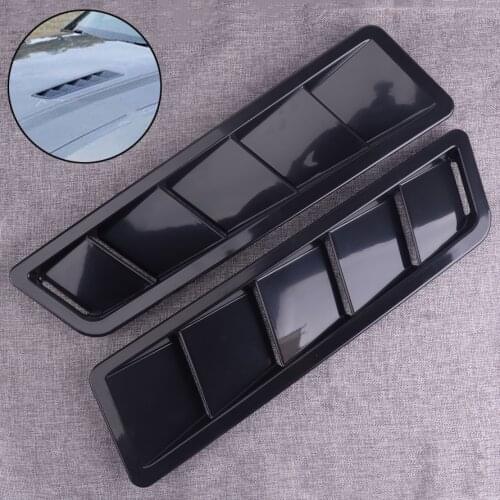 DWCX 2PCS Car Styling Matte Black Solid ABS Bonnet Hood Vent Louver Cooling Panel Trim For Universal