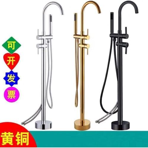 European Full Copper Floor Type Bathtub Hot And Cold Water Tap Edge Vertical Cask Column Basin Independent Shower Shower