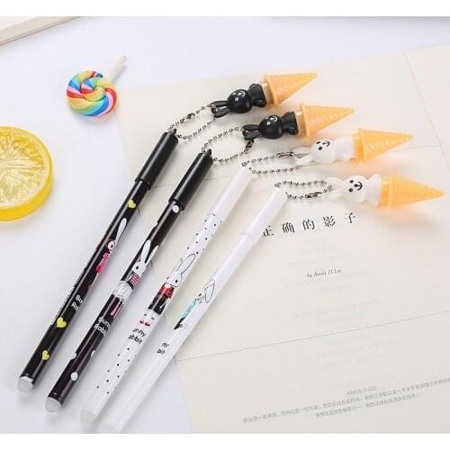 Rabbit Ice Cream Gel Pen Novelty Cartoon Cool Pens Student Stationery Cute Pens Black Writing Gel Pen Cute Stationary Supplies