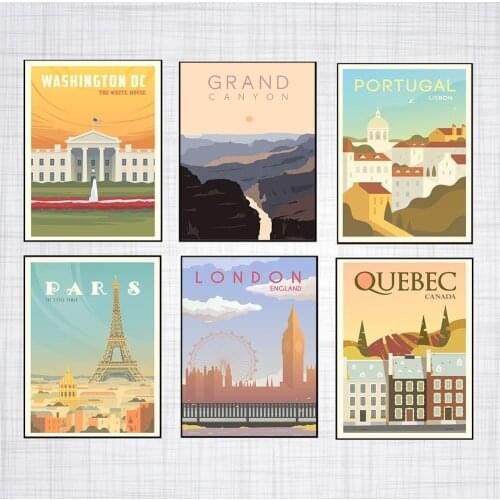 Hd Print Canvas Art Painting San Francisco Pars Quebec Sydney Washington Vintage Travel Cities Landscape Poster Wall Art Picture