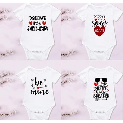 Newborn Baby Girls Daddy Is My Valentine Tops Romper Short Sleeve Jumpsuit Happy Valentines Day Gifts Baby Onesir Drop Ship